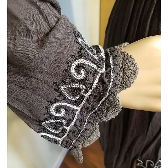 Letarte Hand Made Women’s Embroidered Crochet Boho Long Sleeve Dress Size L T20 - Picture 6 of 8